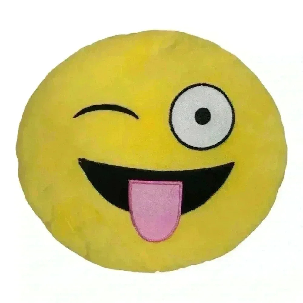 Emoji Round Plush Yellow Pillow